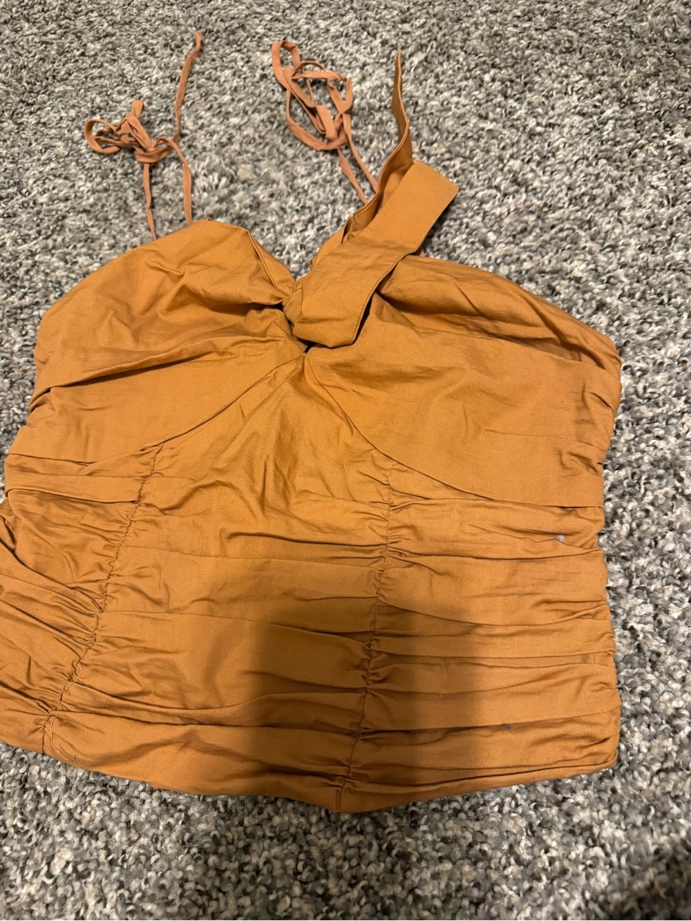 Free People Rust Orange Ruched Spaghetti Strap Cami